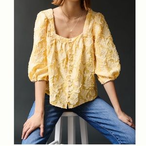 Anthropologie Yvonne Textured Buttondown Blouse
